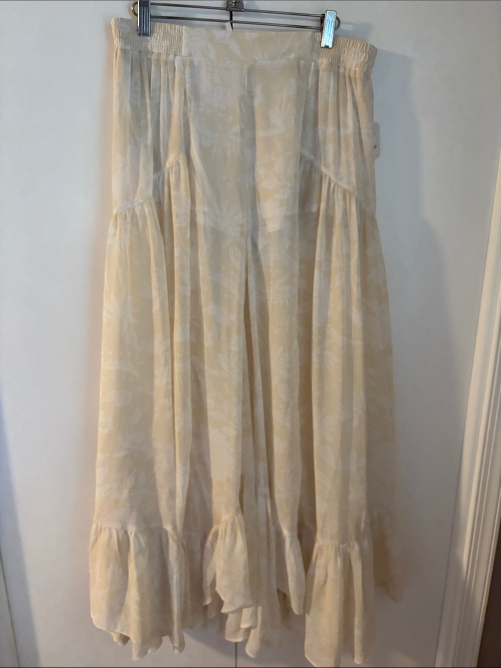 Free People Women's Cream Tiered Flowy Pants